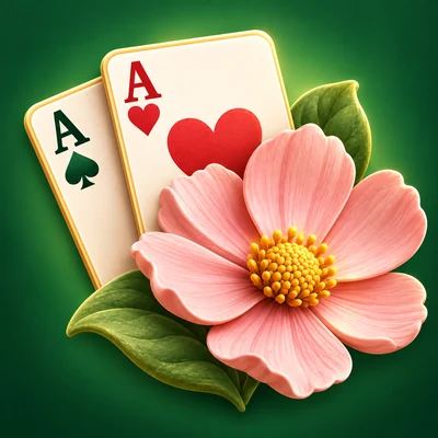 Stillgarden app icon: cards and a pink flower